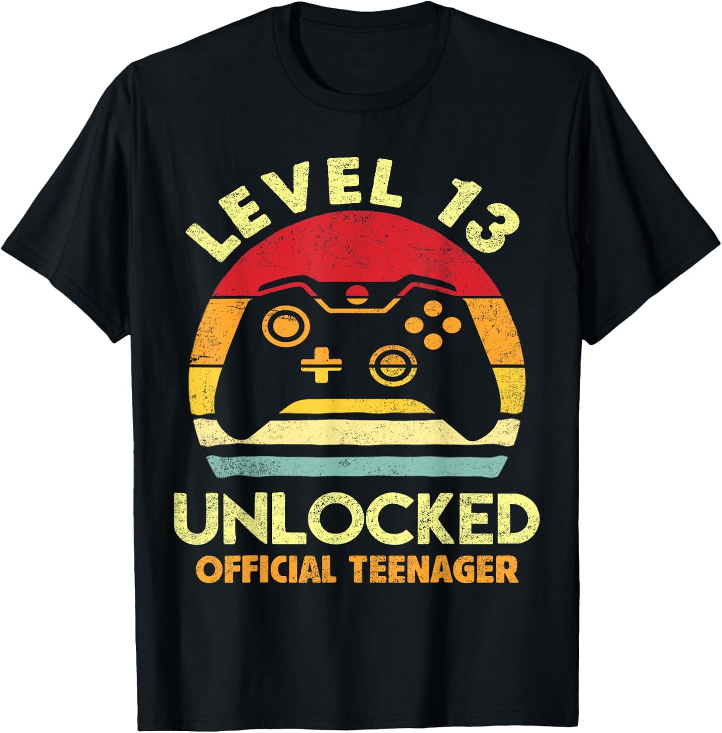 Official Teenager 13th Birthday Boy Shirt Level 13 Unlocked T-Shirt - T-Shirt | Black