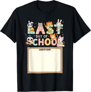 animals Last Day of School Sign My Shirt Kids’ End of Year T-Shirt - T-Shirt | Black