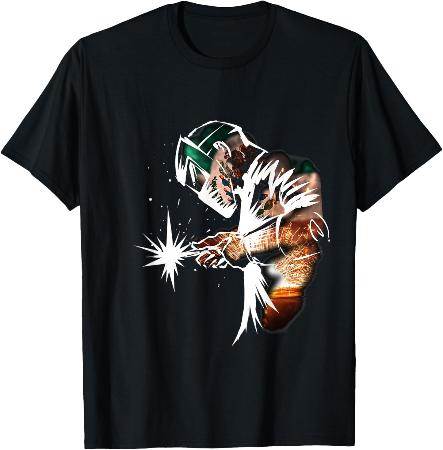 Welder Mexican El Soldador Mexican flag Soldador Mexicano T-Shirt - T-Shirt | Black