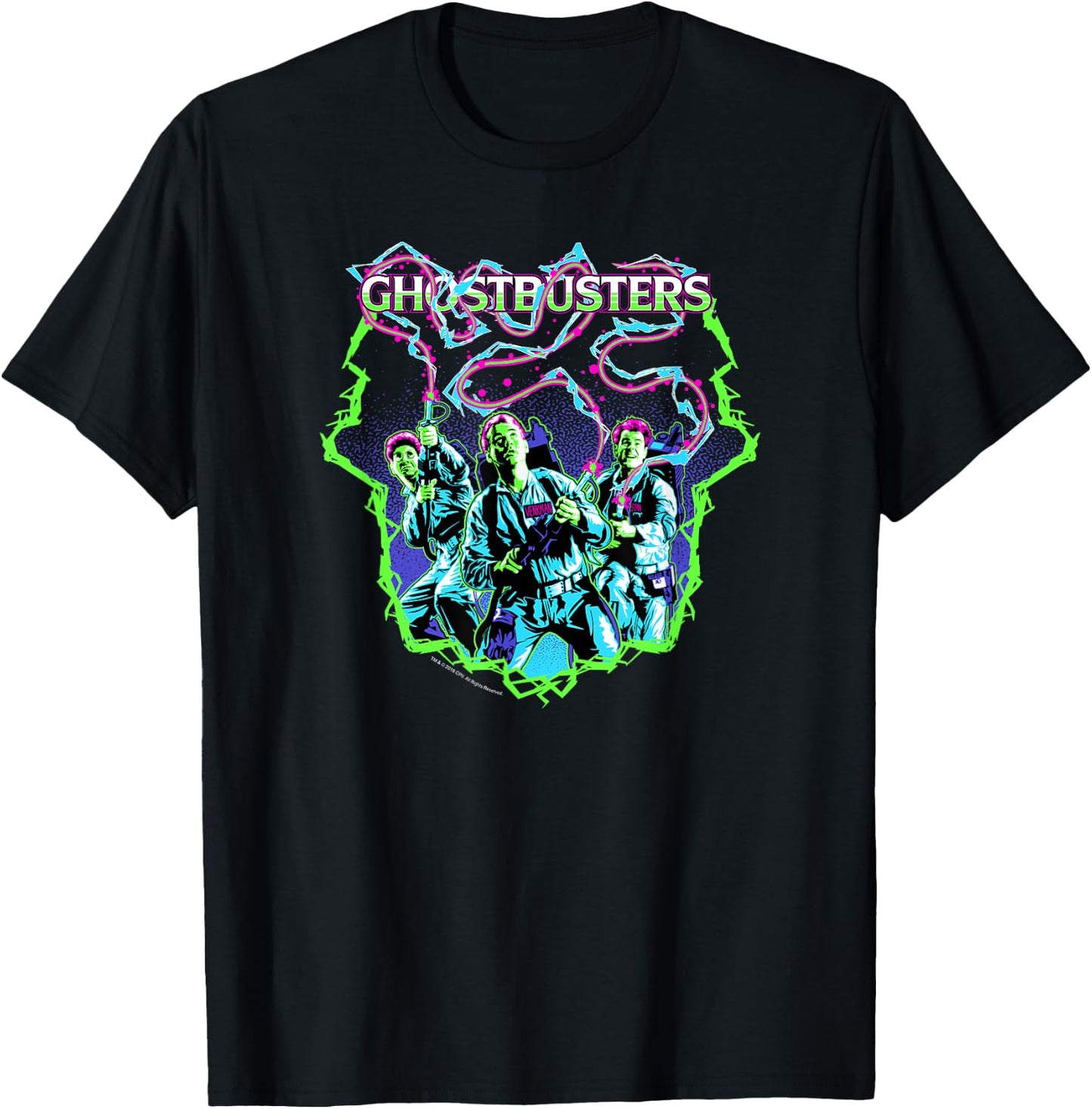 Ghostbusters Retro Proton Packs Cast Photo Movie T-Shirt - T-Shirt | Black