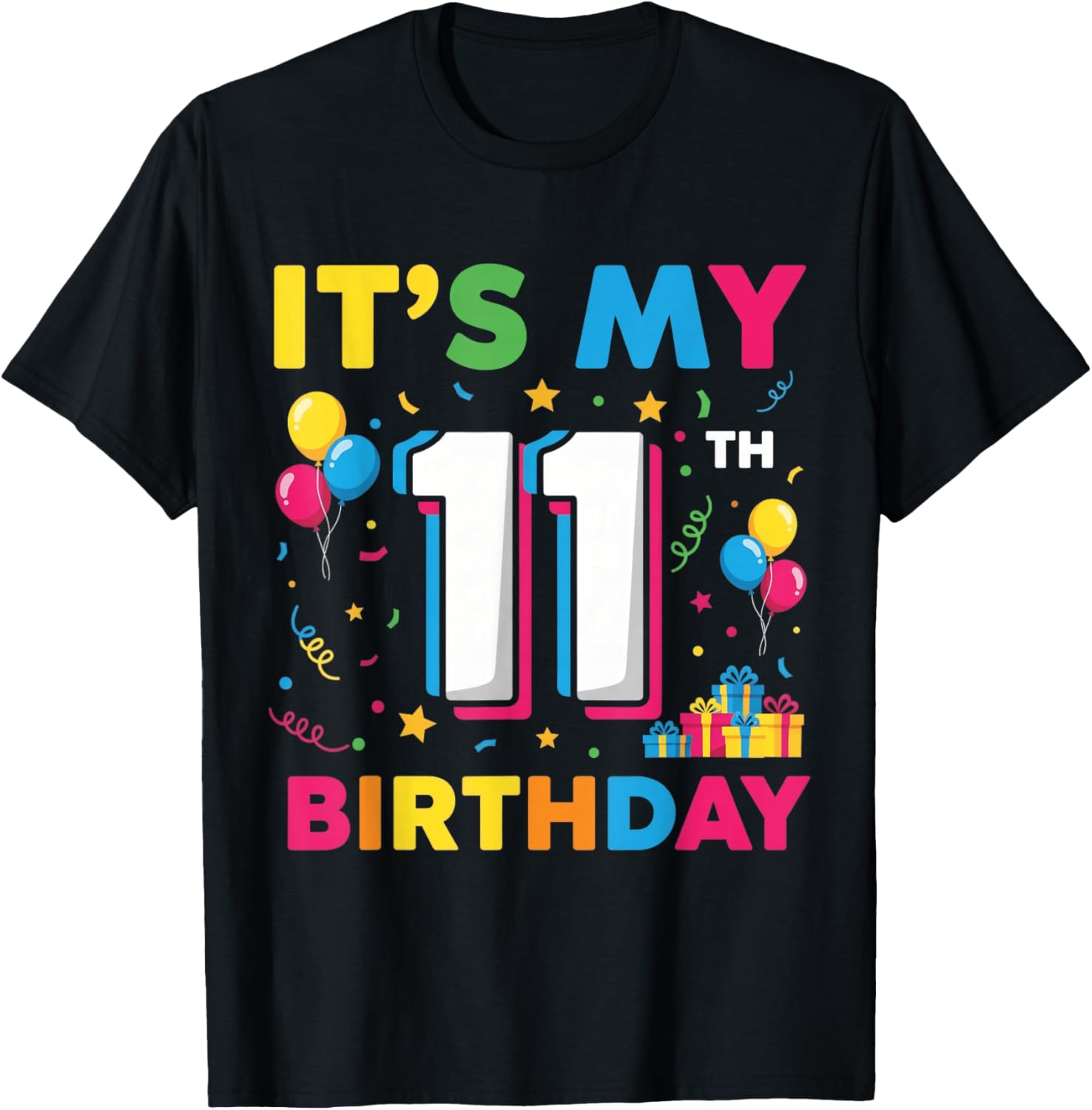 11 Eleven Years Old Boys Birthday Kids It's My 11th Birthday T-Shirt - T-Shirt | Black