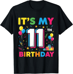 11 Eleven Years Old Boys Birthday Kids It's My 11th Birthday T-Shirt - T-Shirt | Black