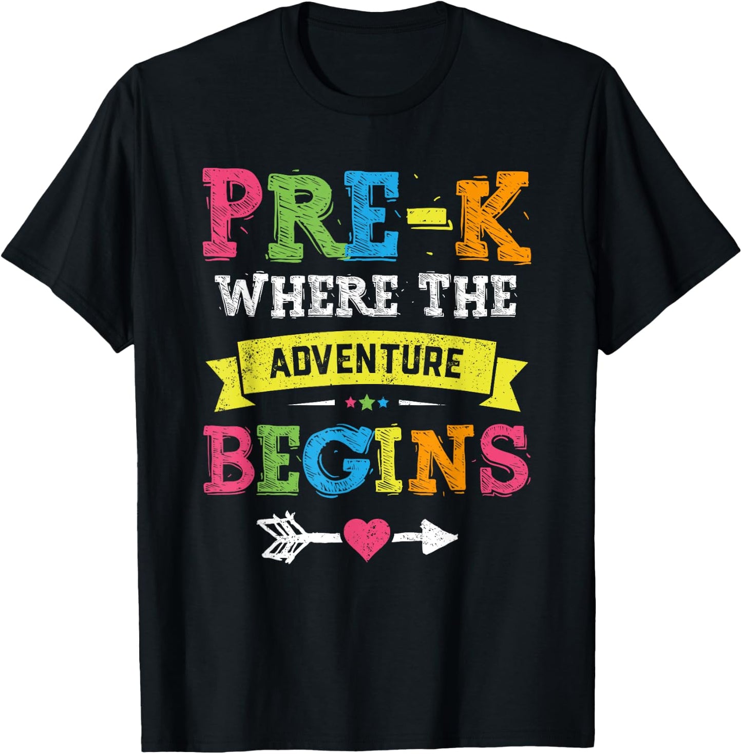 Pre-K Where The Adventure Begins Gift Back To School Teacher T-Shirt - T-Shirt | Black