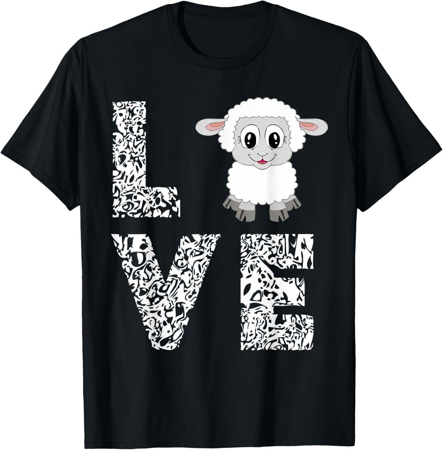 Sheep Lamb Love Livestock Farmer Cattle Sketch Gifts T-Shirt - T-Shirt | Black