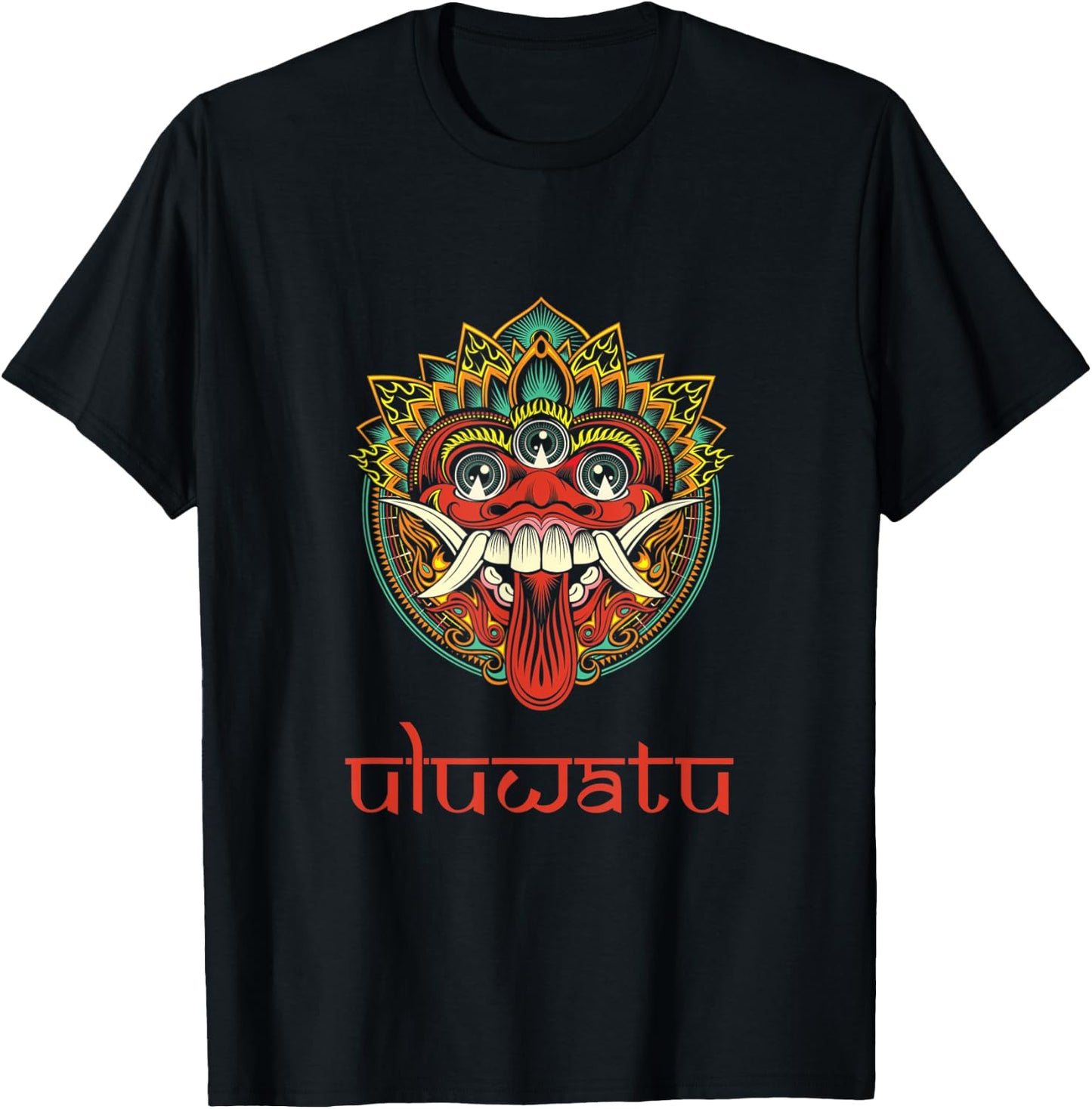 Uluwatu Bali Balinese Hindu Barong Mask Animism T-Shirt - T-Shirt | Black