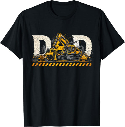 Excavator Dad Father's Day Construction Father Birthday T-Shirt - T-Shirt | Black