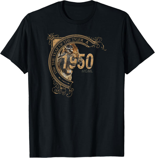 Born in 1950 T Shirt - Chinese Year of the Tiger T-Shirt - T-Shirt | Black
