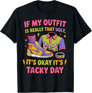 It's Okay It's Tacky Day Summer Wacky Mismatch Day Tacky Day T-Shirt - T-Shirt | Black