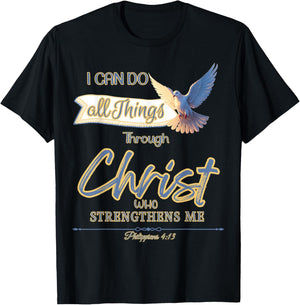 Possible Through Christ Philippians 4:13 Holy Spirit Dove T-Shirt - T-Shirt | Black