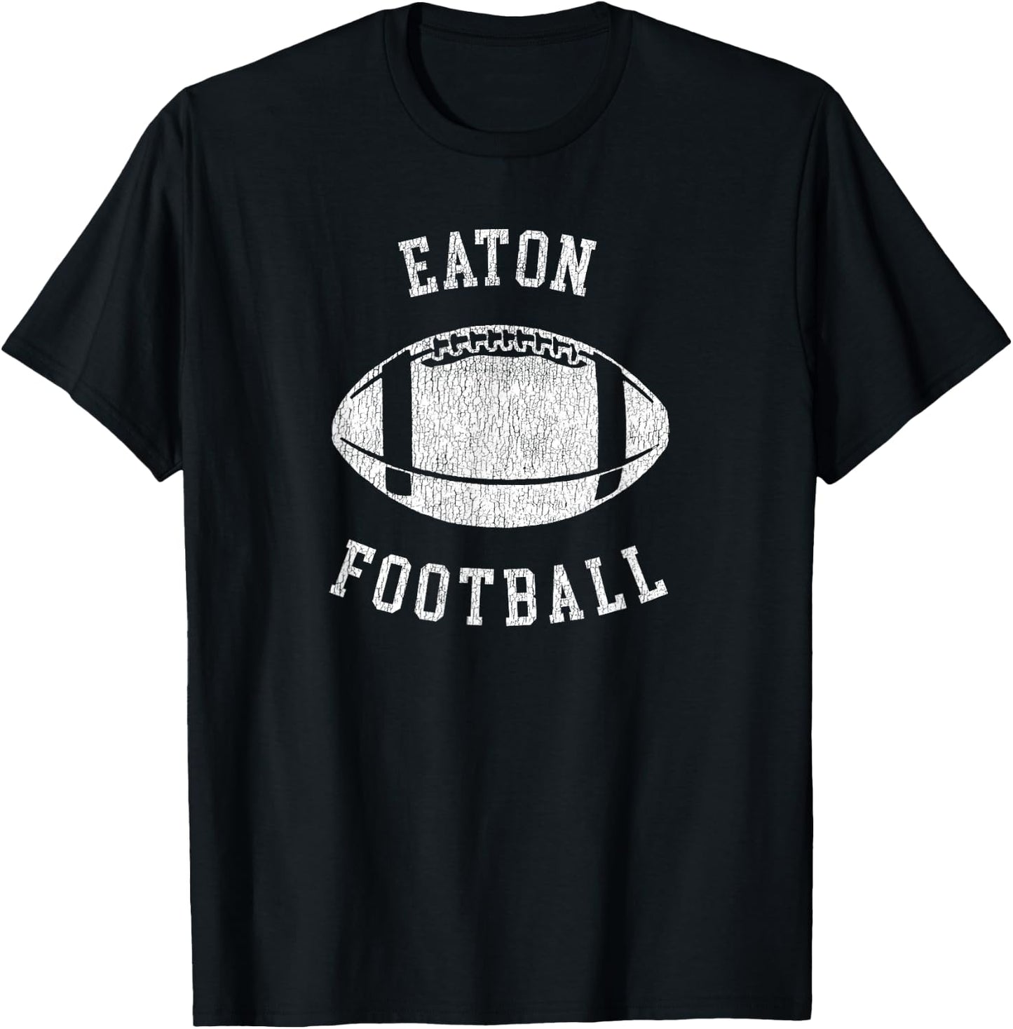 Eaton Football Distressed Vintage 80's Throwback Classic T-Shirt - T-Shirt | Black