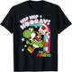 Super Mario Yoshi and Toad Hip Hip Hooray Rainbow T-Shirt - T-Shirt | Black