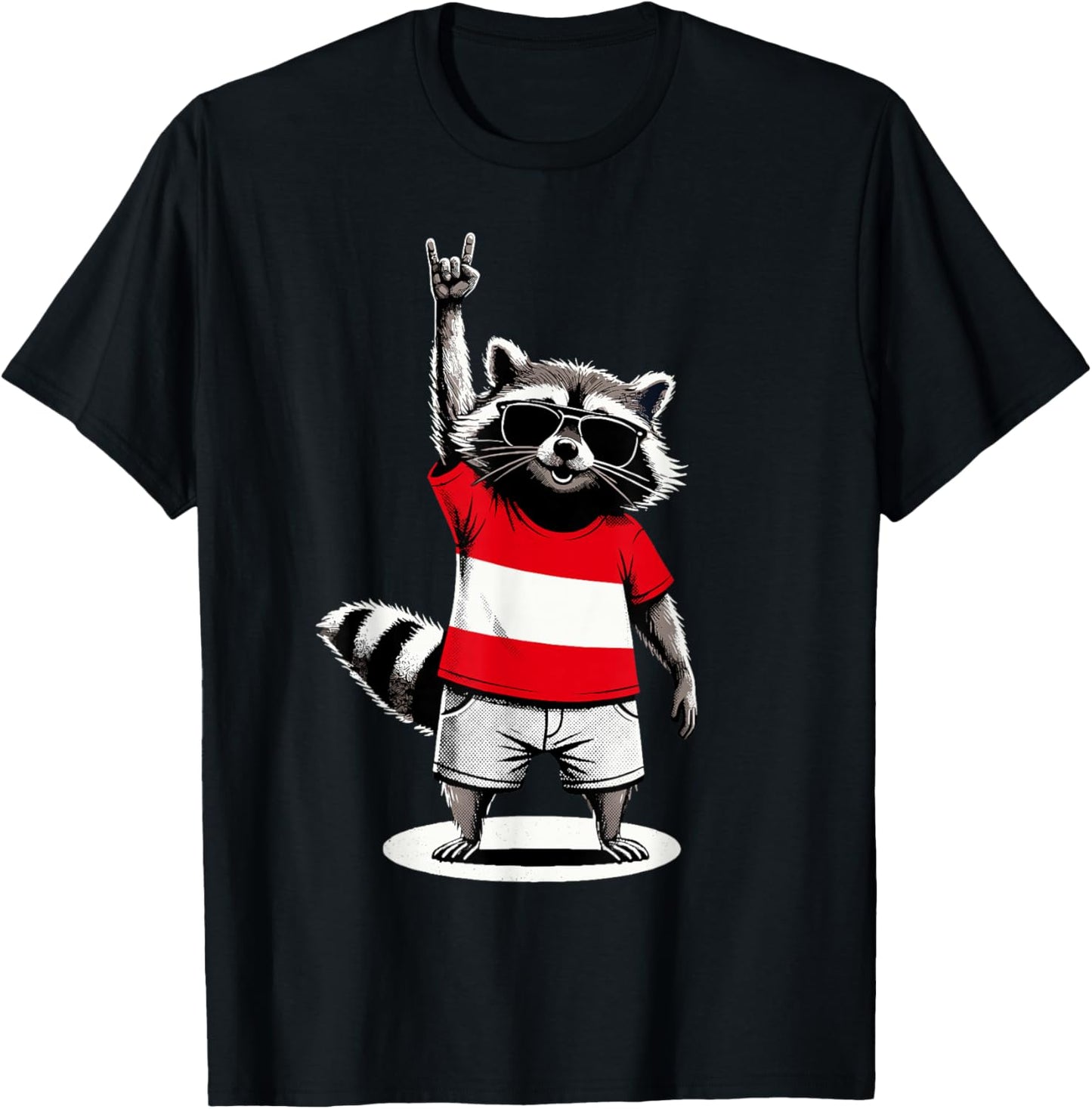 Austrian Flag Raccoon Funny Austria T-Shirt - T-Shirt | Black