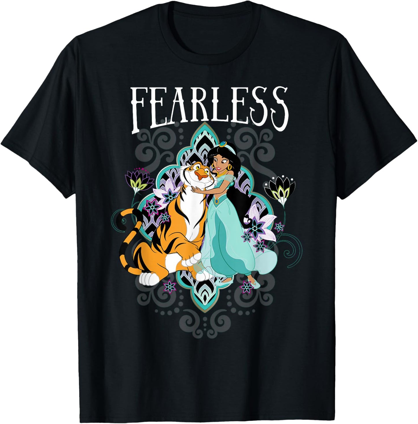 Disney Aladdin Jasmine and Rajah Fearless Small T-Shirt - T-Shirt | Black