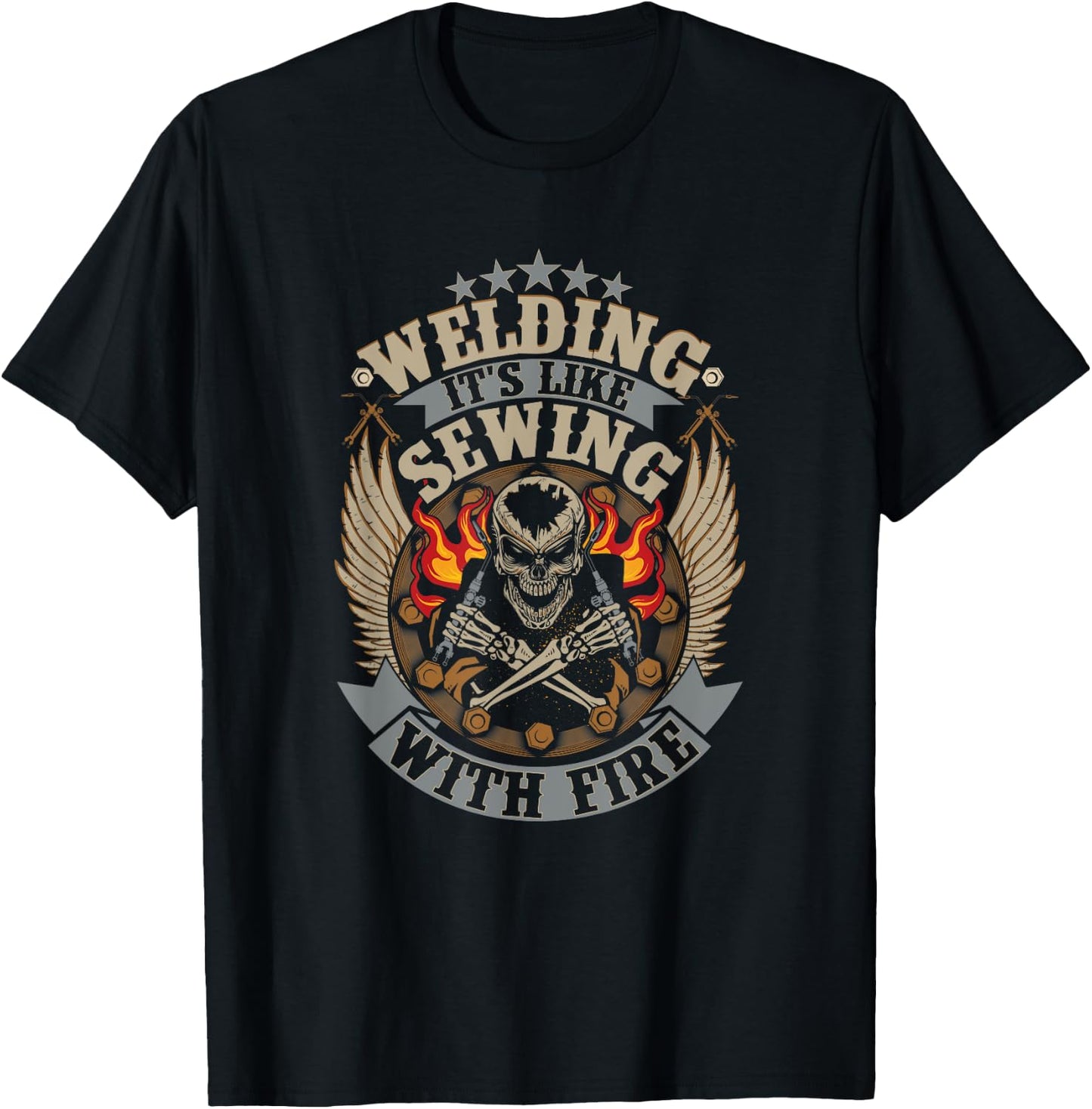 Welding Welding Is Like Sewing With Fire Welder T-Shirt - T-Shirt | Black