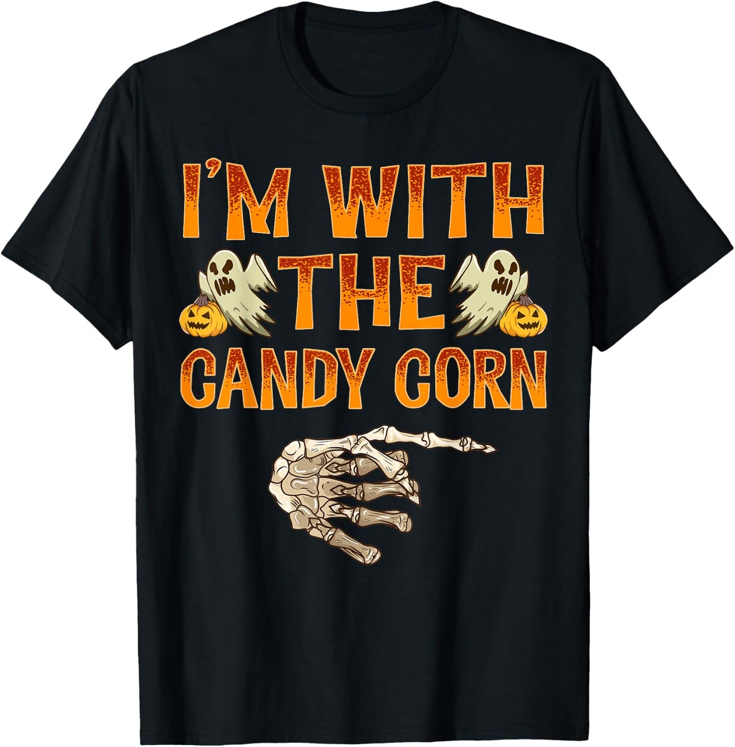 I'm With The Candy Corn Shirt Costume Funny Halloween Couple T-Shirt - T-Shirt | Black