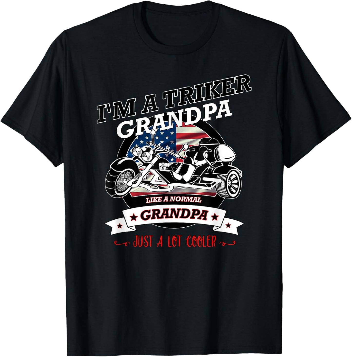Cool USA Triker Grandpa, Trike Gift Design T-Shirt - T-Shirt | Black