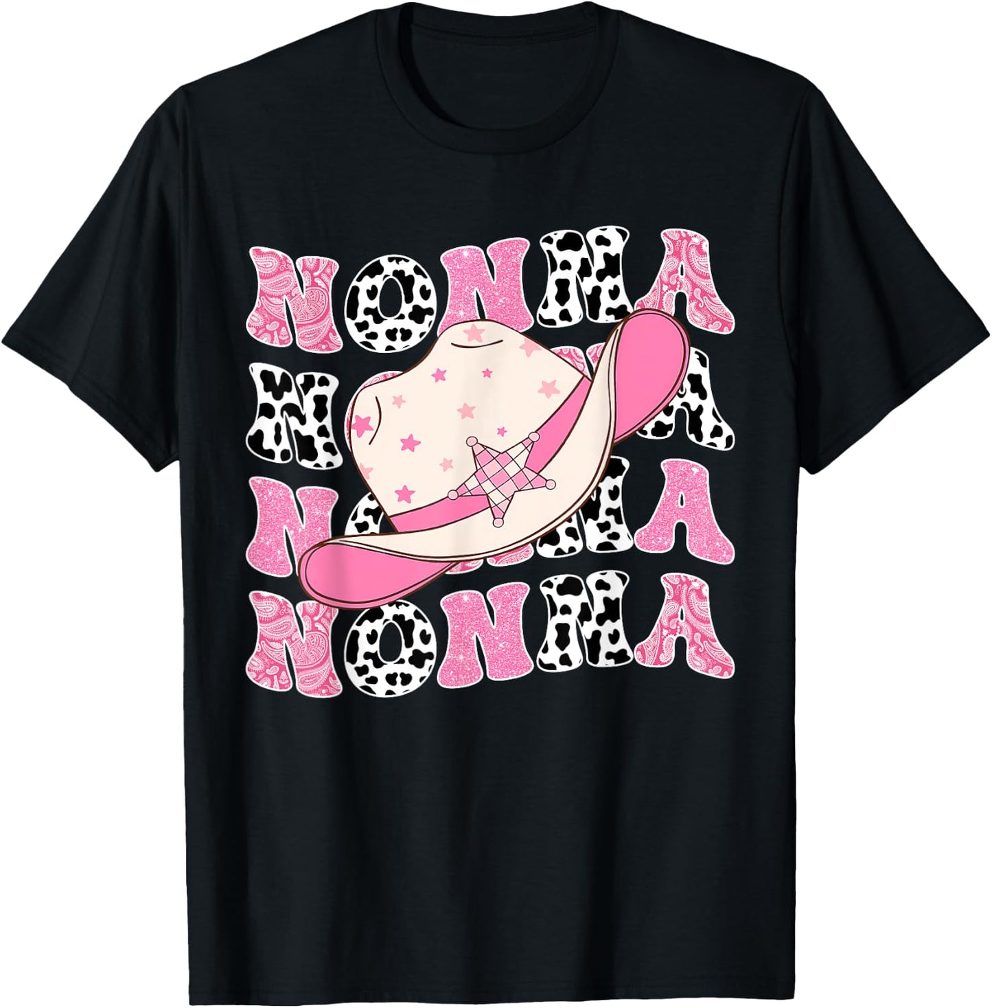 Nonna Pink Rodeo CowGirl Western Retro Groovy T-Shirt - T-Shirt | Black