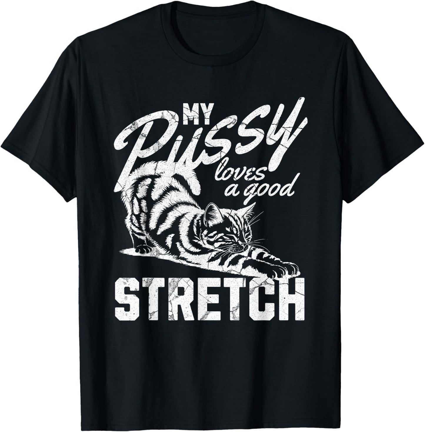 My Pussy Love A Good Stretch Funny Vintage T-Shirt - T-Shirt | Black