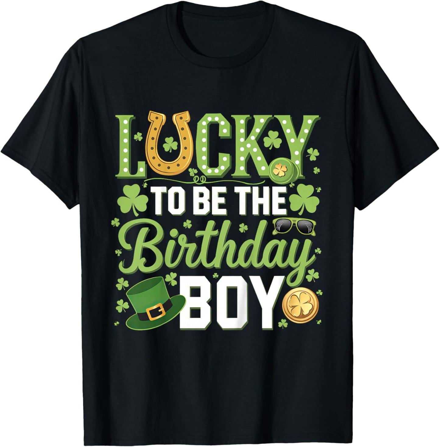 Kids Lucky To Be The Birthday Boy Leprechaun St Patricks Day Kids T-Shirt - T-Shirt | Black