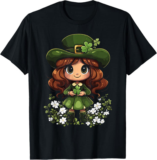 Female Leprechaun Shamrock Girls St Patricks Day Leprechaun T-Shirt - T-Shirt | Black