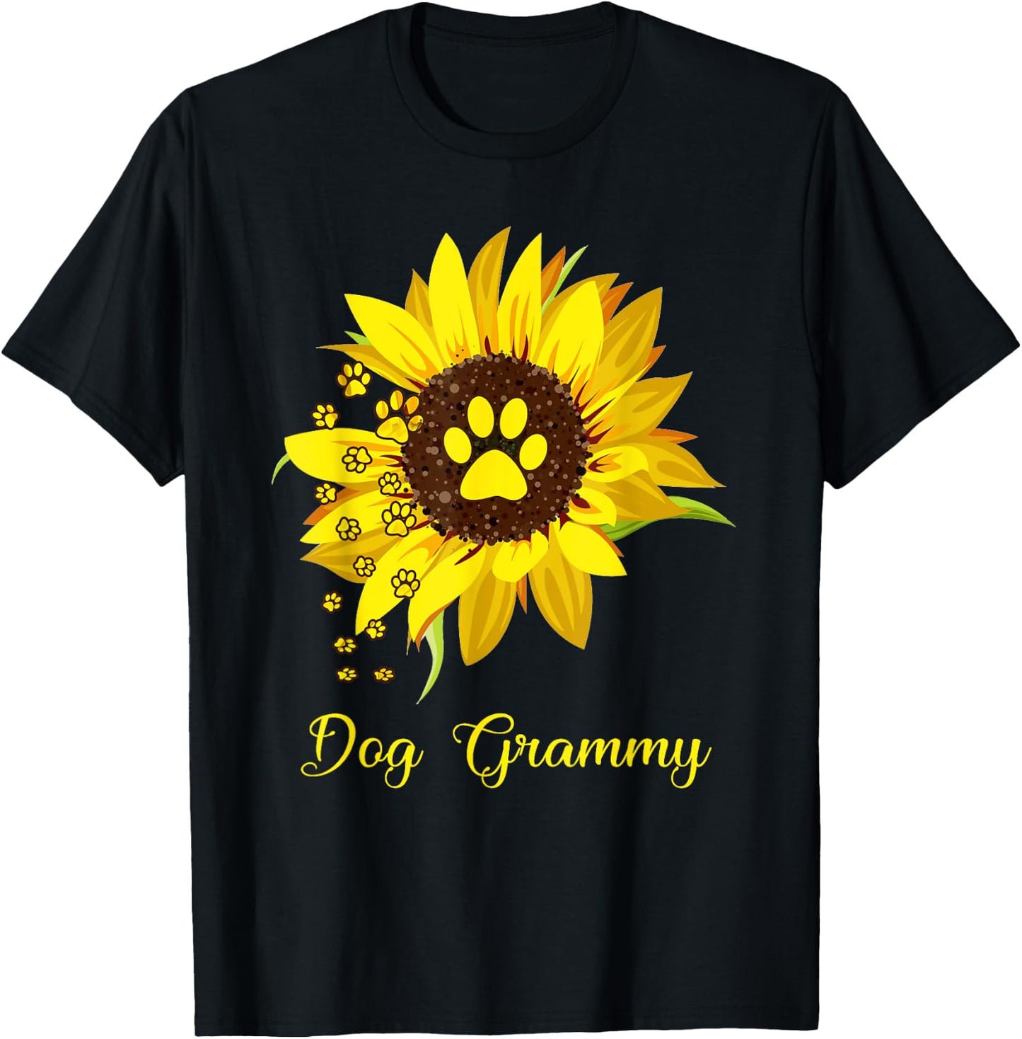 Dog Grammy Sunflower Gift Love Dogs and Flowers Women T-Shirt - T-Shirt | Black