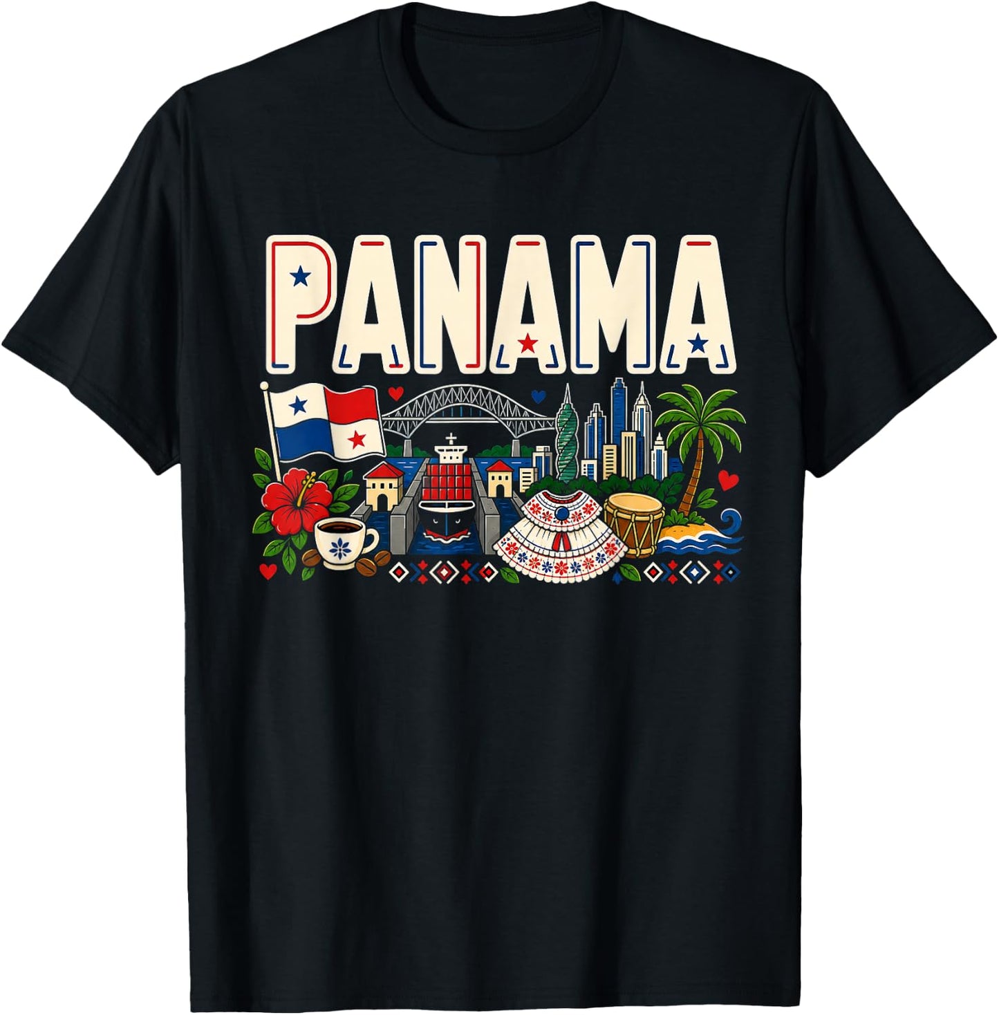 Panama Pride Latino Heritage Country Design T-Shirt - T-Shirt | Black