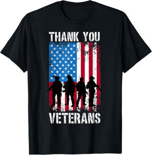 Thank You Veterans Military Services Armed Forces T-Shirt - T-Shirt | Black