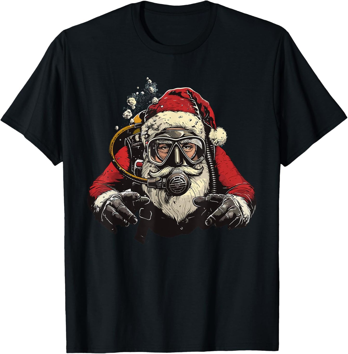 Funny Diver Men Women Christmas Xmas Santa Scuba Diving T-Shirt - T-Shirt | Black