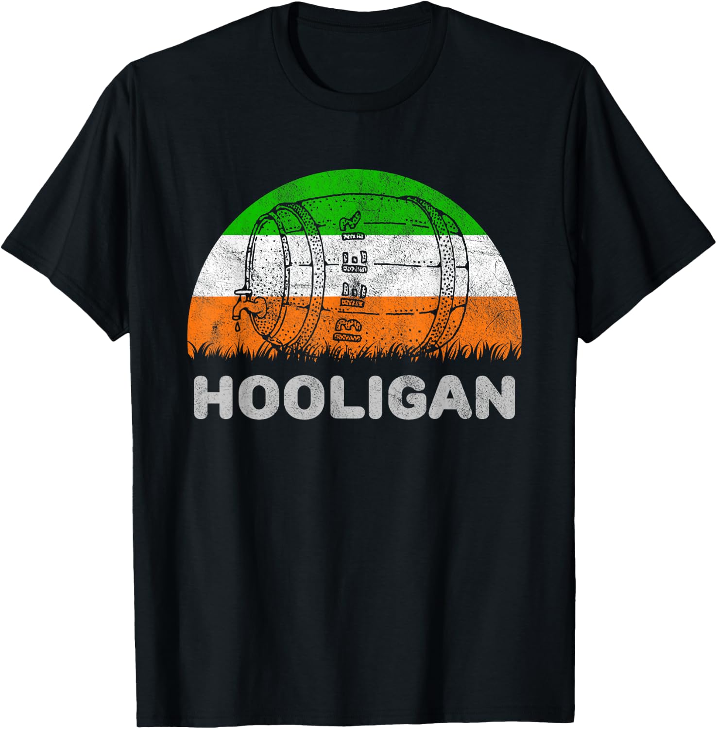 Funny St Patricks Day Hooligan With Ireland Flag T-Shirt - T-Shirt | Black