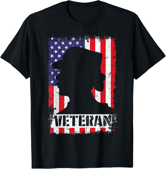Women Veteran USA Flag Female Veterans Day Gift Shirt T-Shirt - T-Shirt | Black