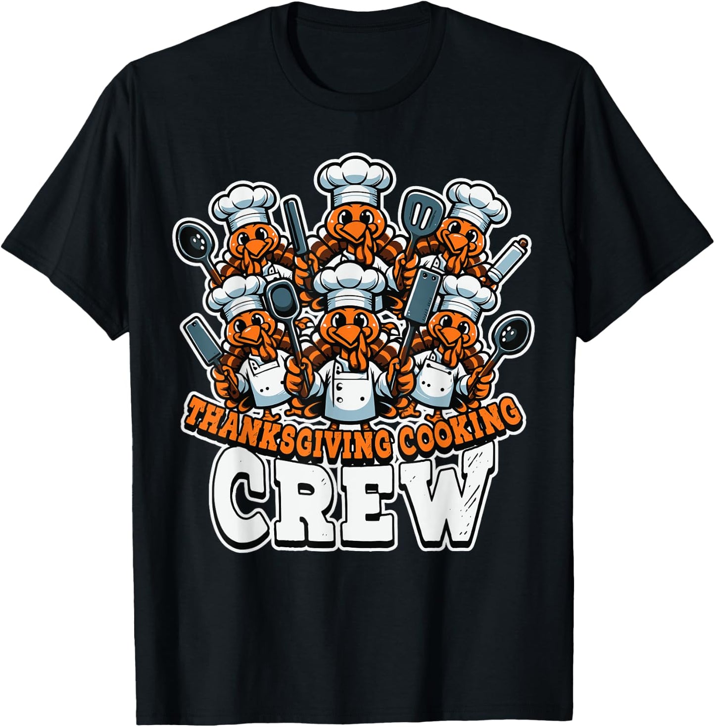 Thanksgiving Cooking Crew Funny Turkey Chefs Fall Family T-Shirt - T-Shirt | Black