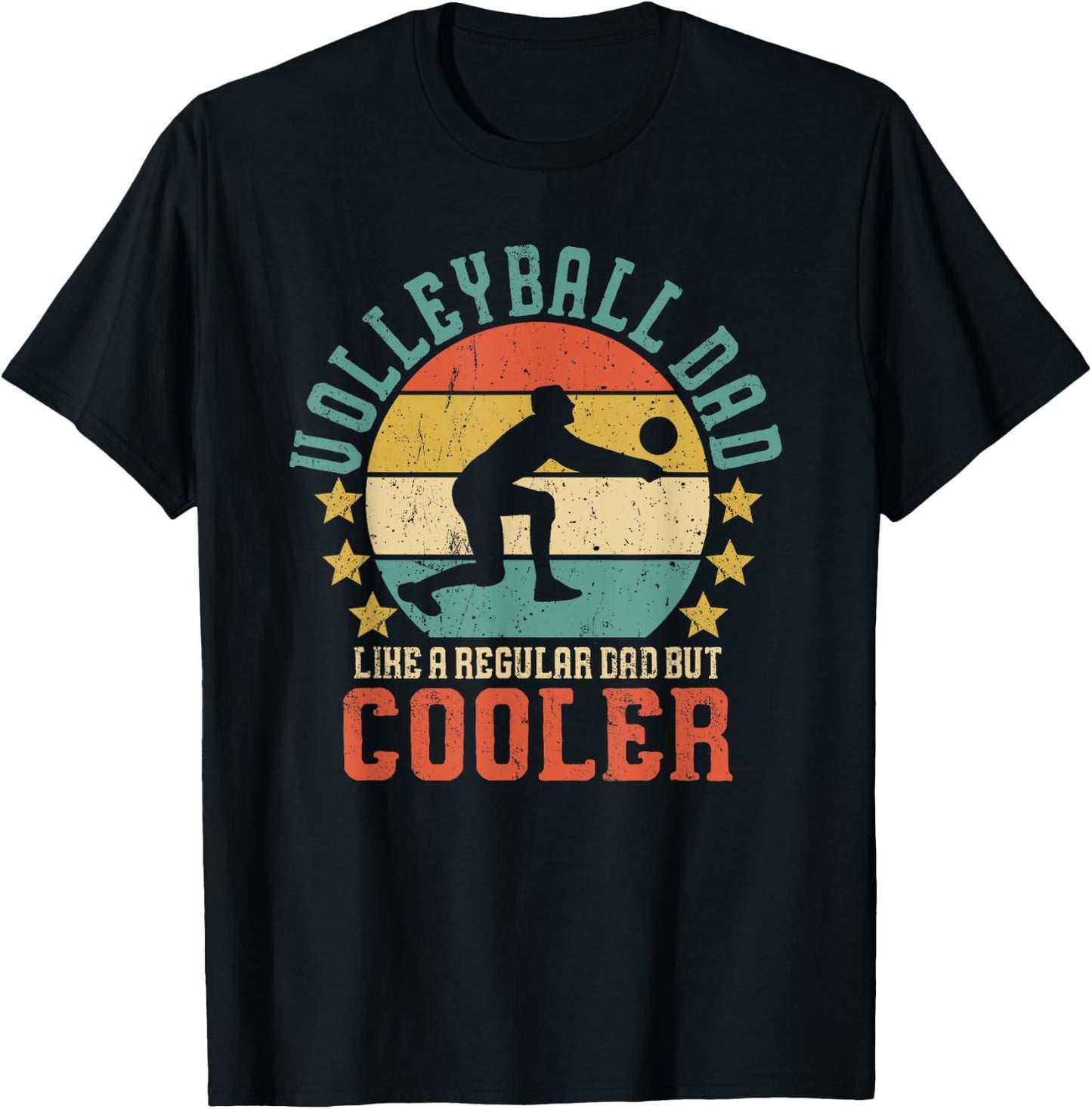 Volleyball Dad Vintage Volleyball Player Father's Day Gift T-Shirt - T-Shirt | Black