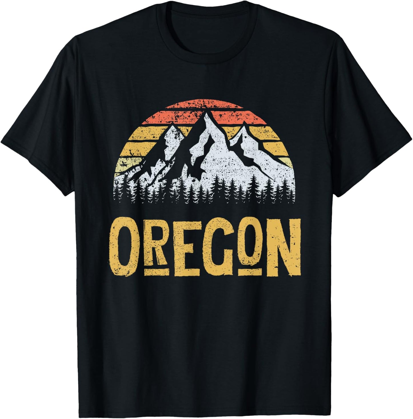 Vintage Retro OR Oregon U.S. Mountain State T-Shirt - T-Shirt | Black