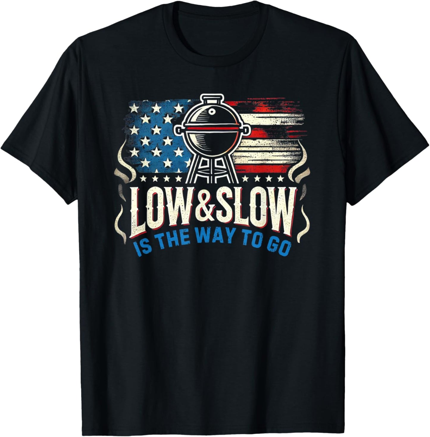 Patriotic BBQ Smoker Meat Smoking USA Grilling Barbecue T-Shirt - T-Shirt | Black