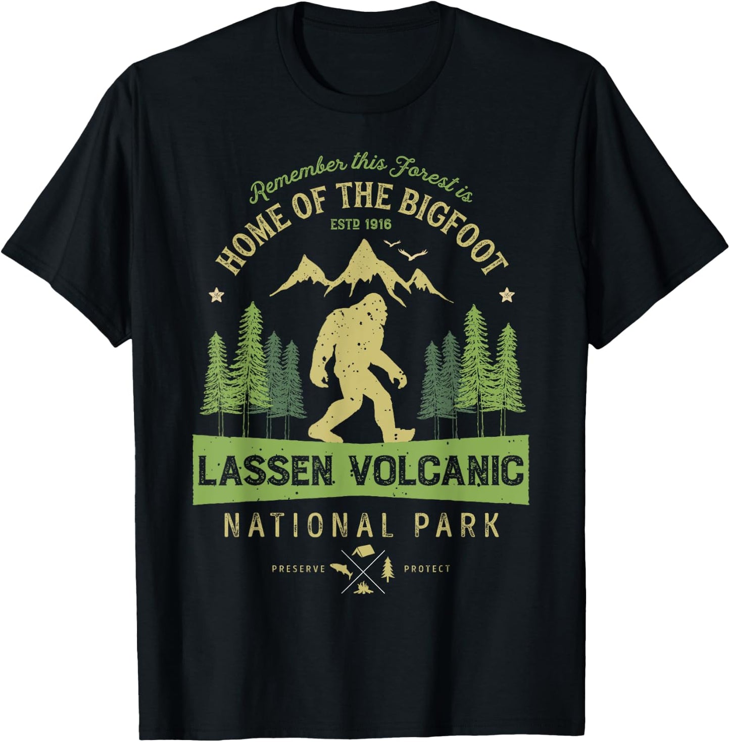 Lassen Volcanic National Park T shirt California Bigfoot T-Shirt - T-Shirt | Black
