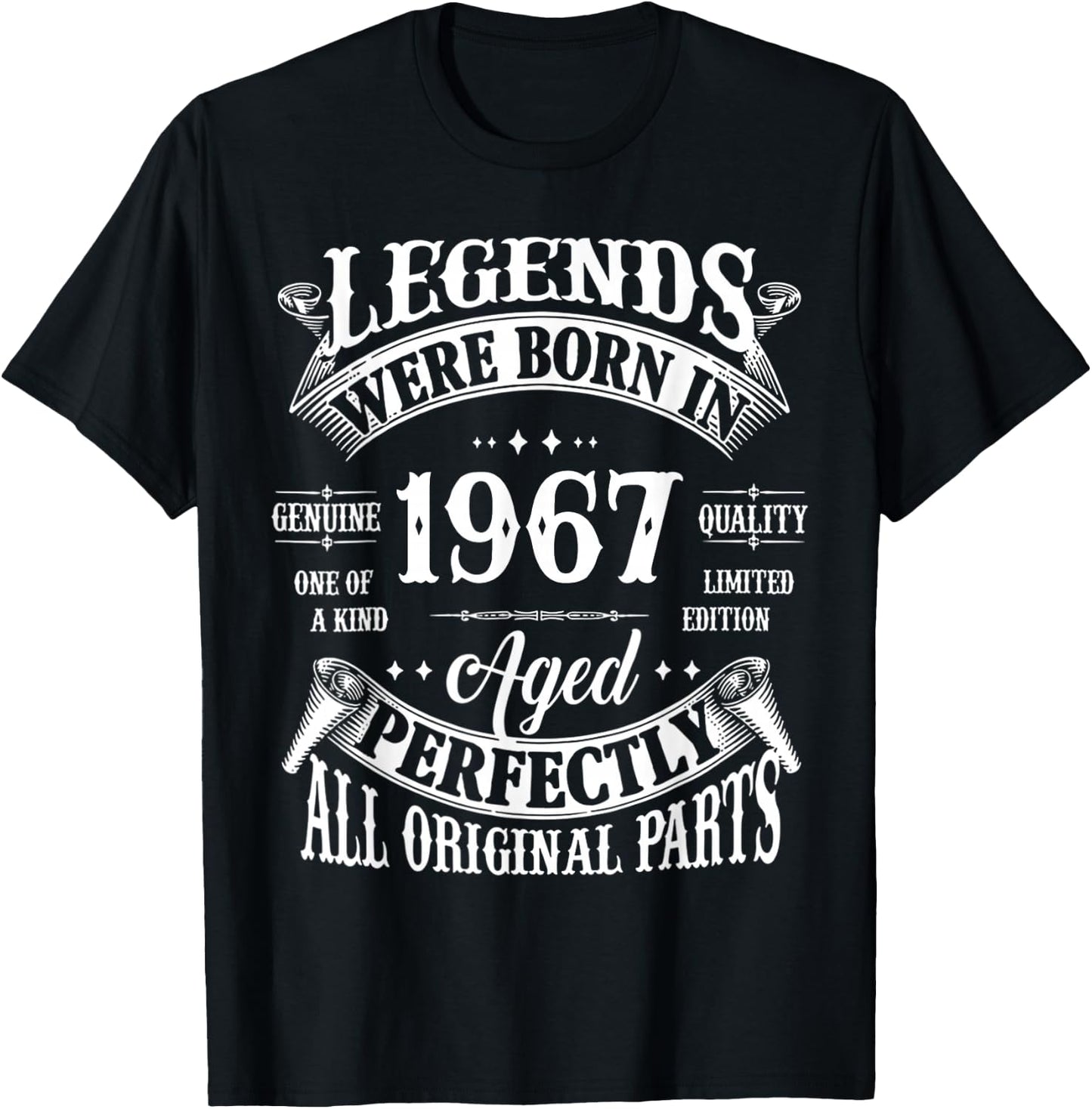 60th Birthday Shirt Vintage Born in 1967 60 Years Old B-Day T-Shirt - T-Shirt | Black