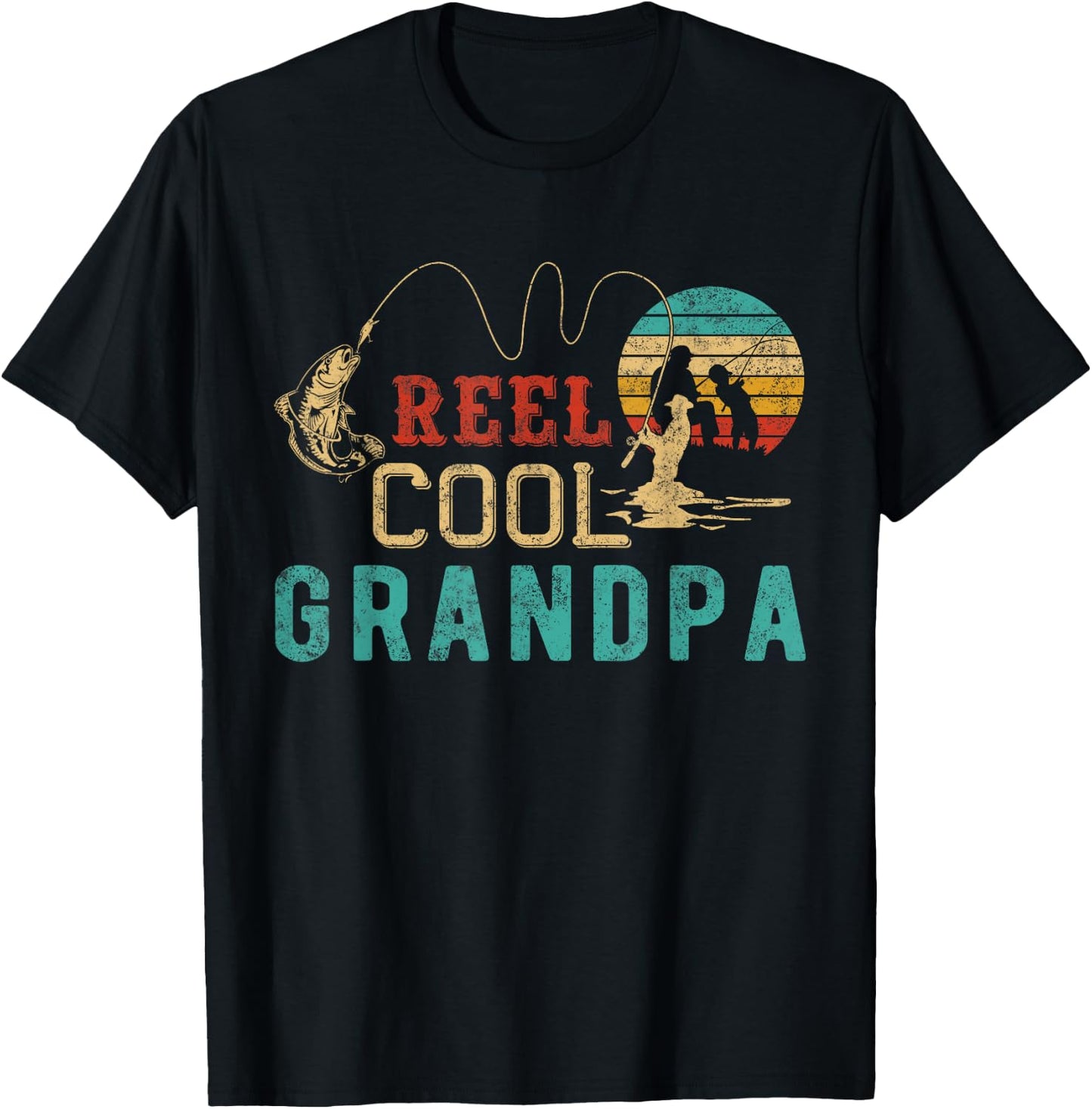 Grandpa shirt Vintage Reel cool Grandpa Fish fishing T-Shirt - T-Shirt | Black