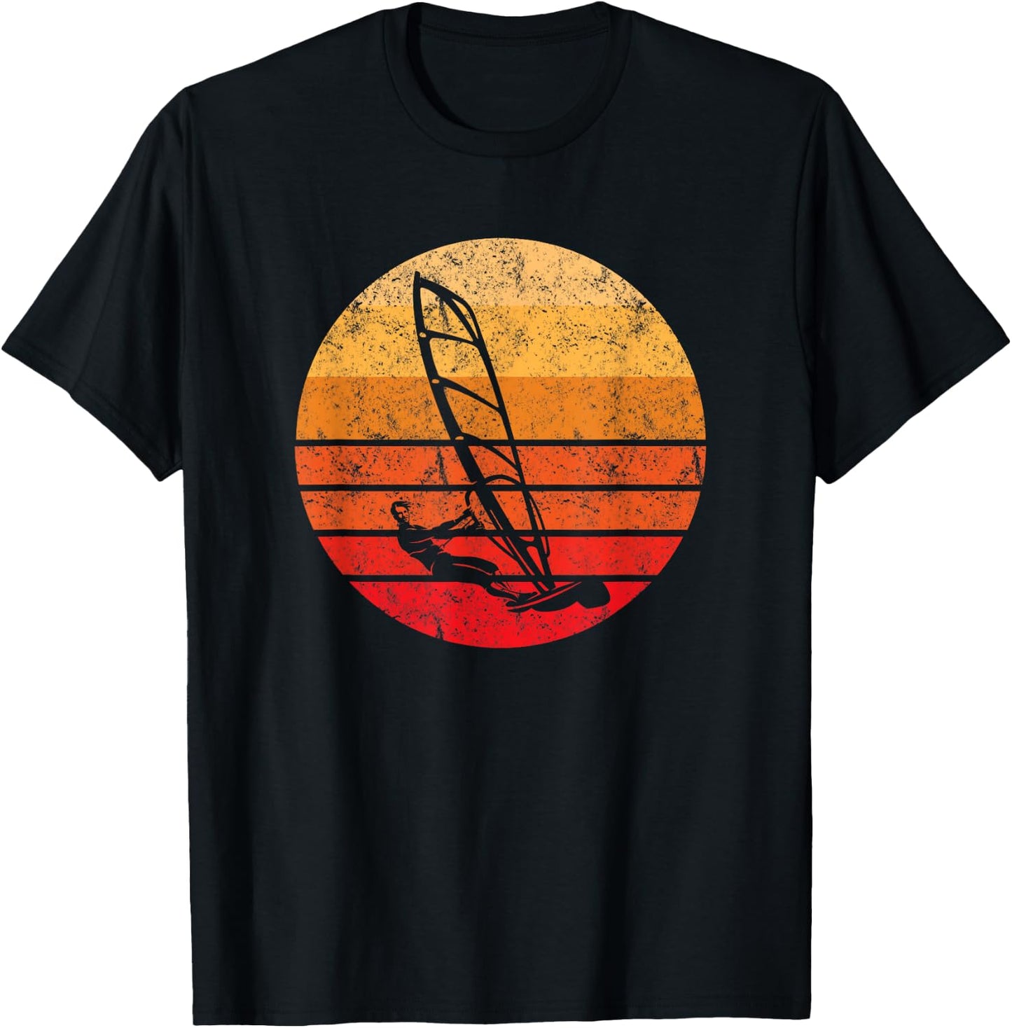 Windsurf, Windsurfing Shirt Retro Style Sunset Vintage T-Shirt - T-Shirt | Black