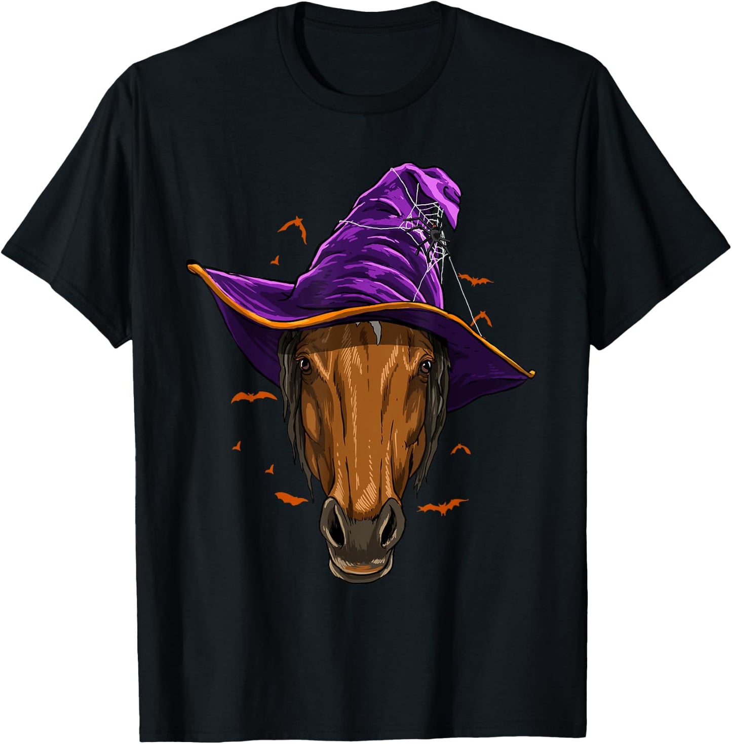 Horse Witch Hat Funny Halloween Horse Lover Whisperer T-Shirt - T-Shirt | Black