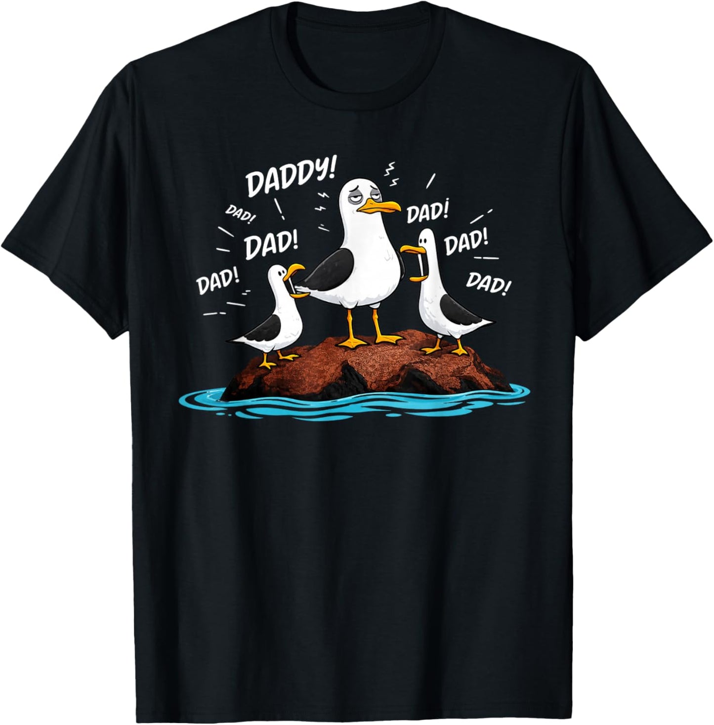 Funny Seagull Dad Father’s Day Dad Daddy Seagull T-Shirt - T-Shirt | Black