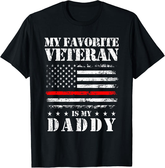 My Favorite Veteran Is My Daddy Proud Patriotic Love T-Shirt - T-Shirt | Black