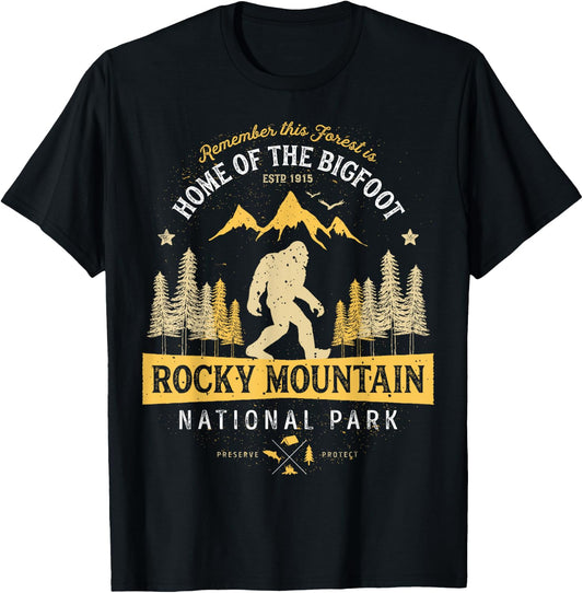 Rocky Mountain National Park Shirt Vintage Colorado Bigfoot T-Shirt - T-Shirt | Black