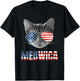 Meowica Funny Cat Patriotic USA Shirt American Flag T-Shirt - T-Shirt | Black