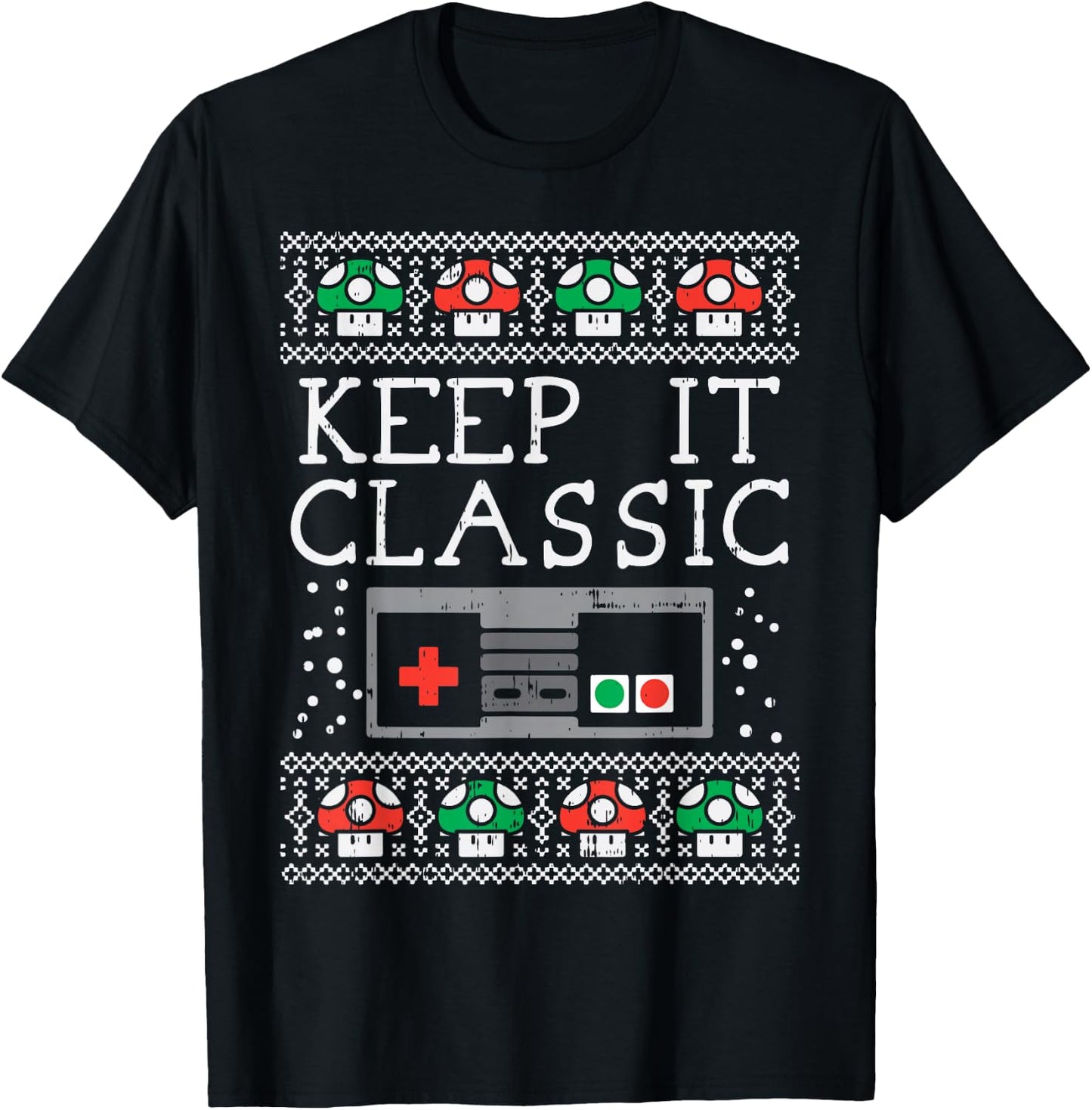 Keep It Classic Video Game Retro Ugly Christmas Gamer PJ T-Shirt - T-Shirt | Black