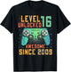 Awesome Since 2009 16 Birthday Boy Gamer Gifts Level 16 Unlocked 16th Birthday Black Kids Boys Gaming Retro Controller Design Classic Fit Short Sleeve T-Shirt - T-Shirt | Black