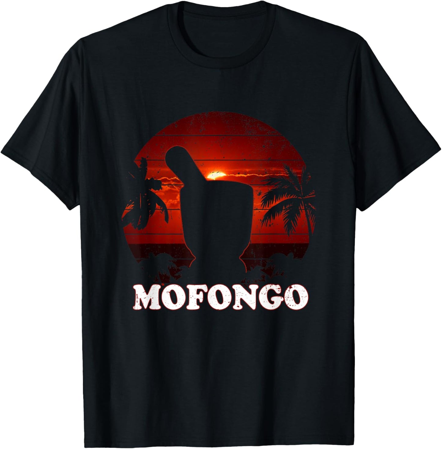 Funny Puerto Rican Food Mofongo Pilon Palm Trees Sunset Gift T-Shirt - T-Shirt | Black