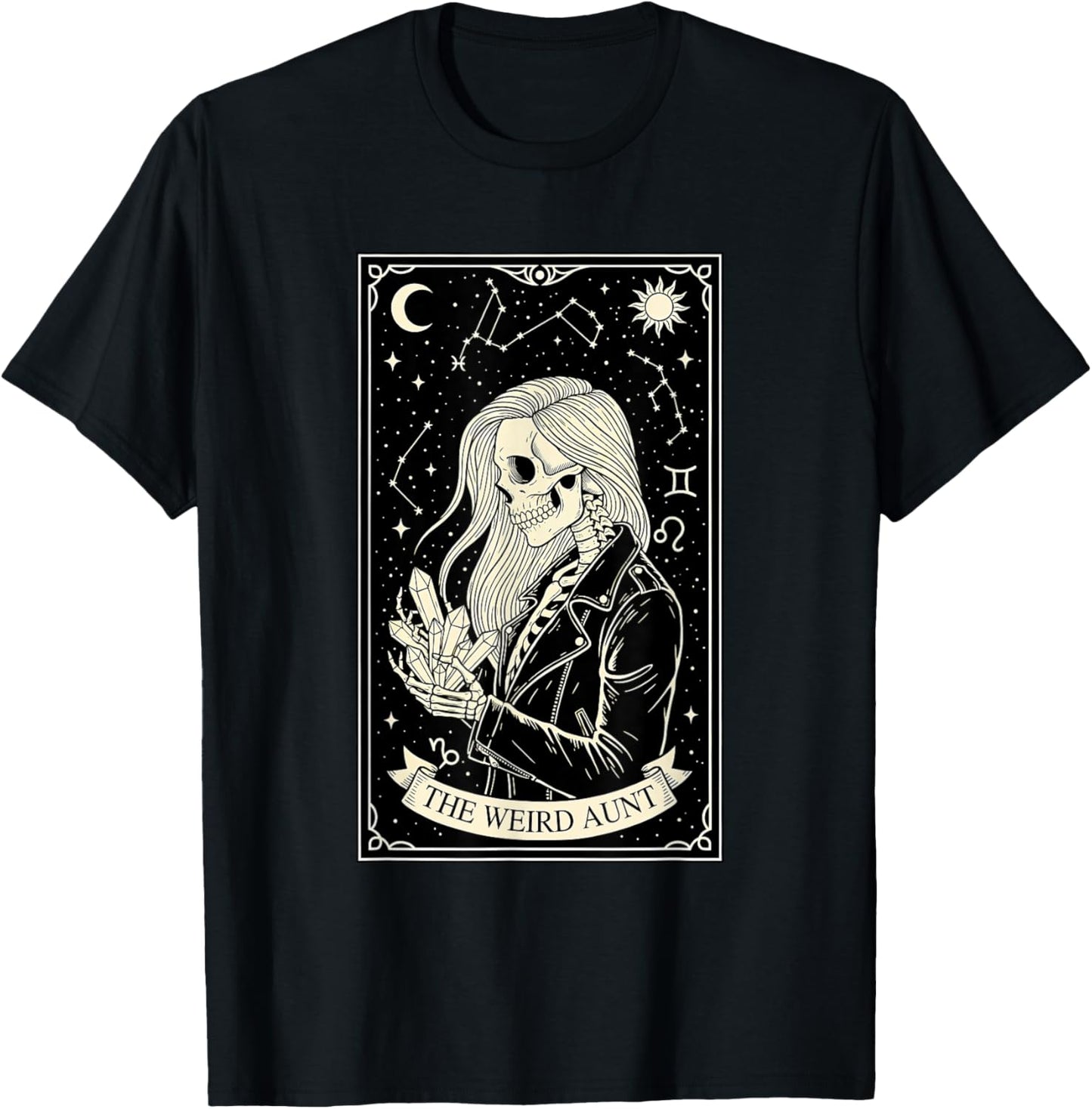 Weird Aunt Tarot Card Halloween Skeleton Feral Aunt Auntie T-Shirt - T-Shirt | Black