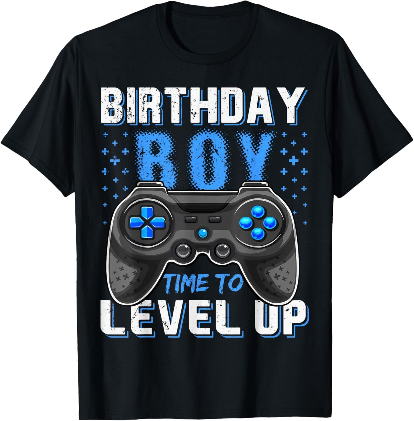 Level Up Birthday Boy Gamer - Classic Fit, Short Sleeve, Black T-Shirt - T-Shirt | Black