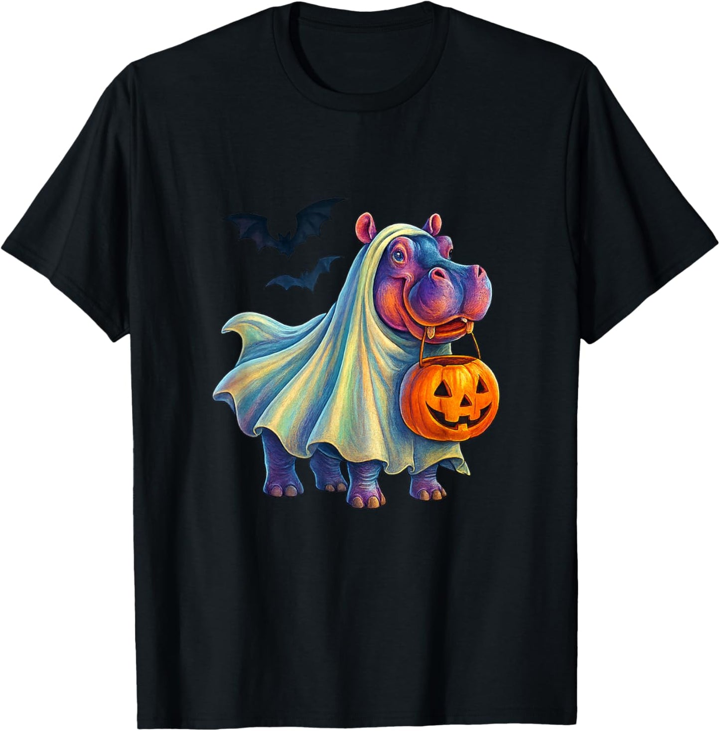 Pumpkin Hippopotamus, Cute Hippo Halloween Costume Girls T-Shirt - T-Shirt | Black