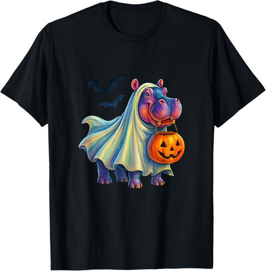 Pumpkin Hippopotamus, Cute Hippo Halloween Costume Girls T-Shirt - T-Shirt | Black